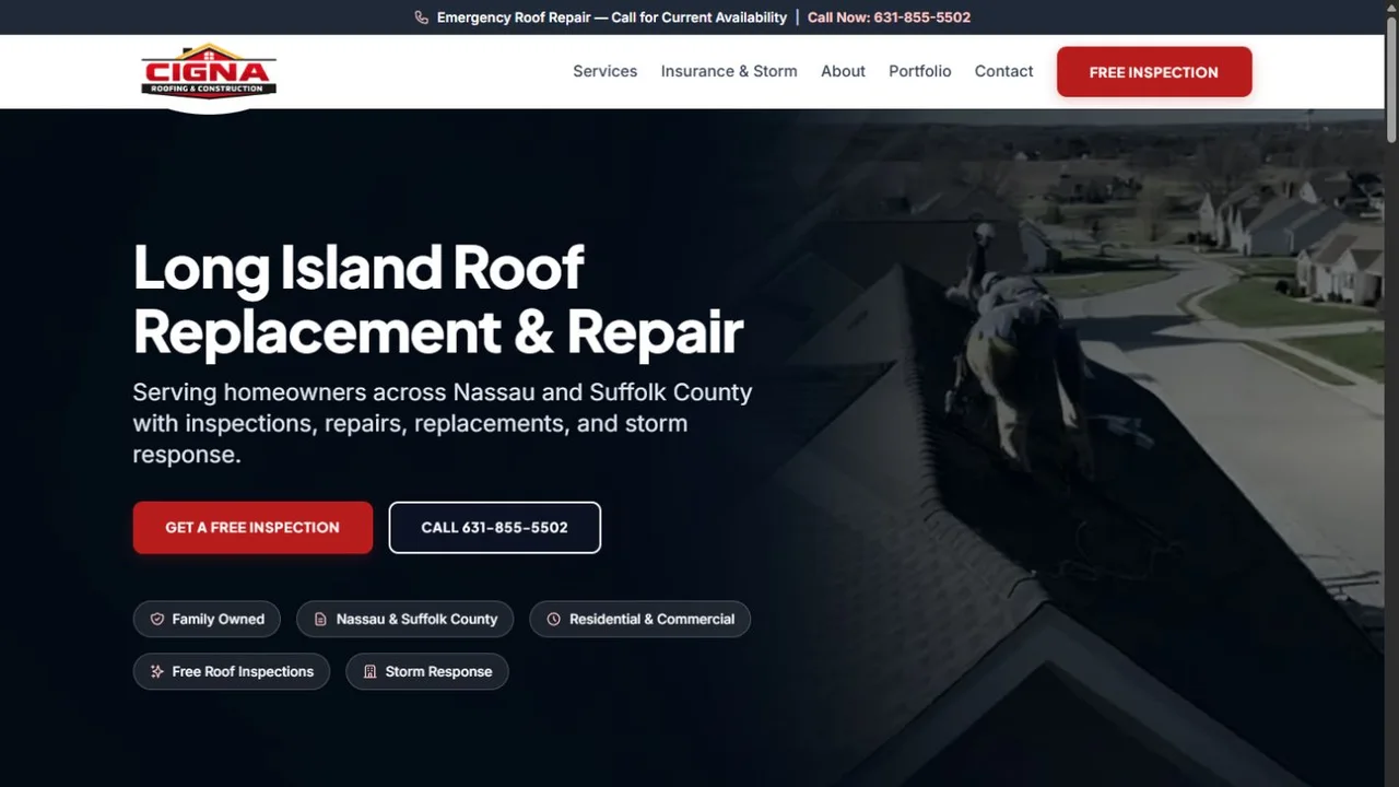 Cigna Roofing & Construction website preview