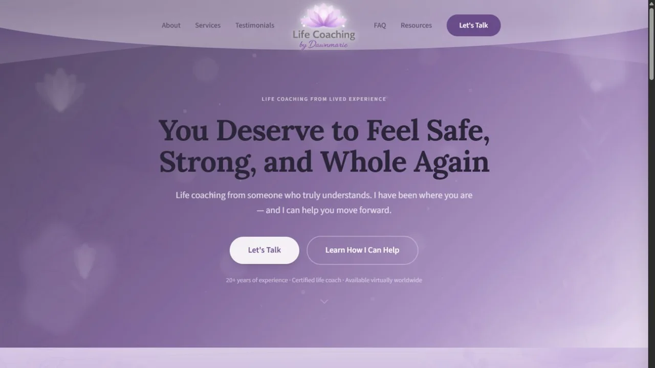 Life Coaching by Dawnmarie website preview