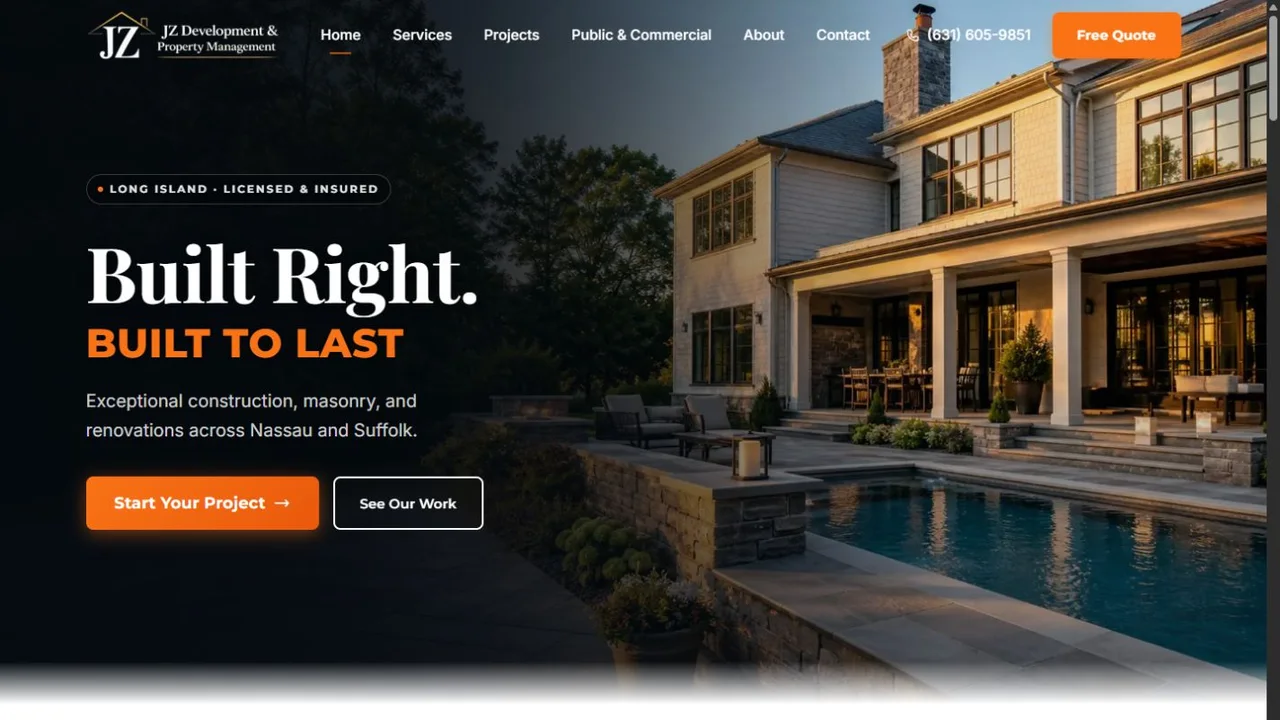JZ Development & Management website preview