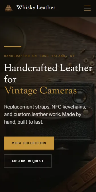 Whisky Leather mobile homepage